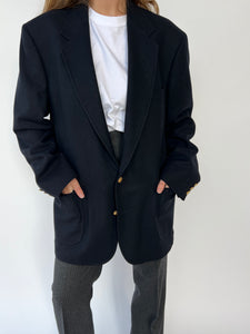 Heavy wool dark blue gold buttons blazer