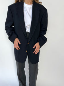 Heavy wool dark blue gold buttons blazer