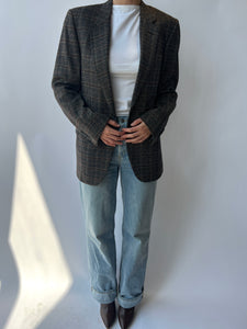 Dark cashmere blazer with checks