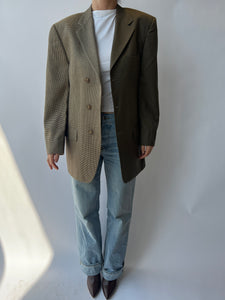 Speckered brown silk and wool contrasted blazer