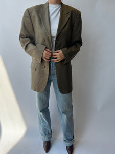 Speckered brown silk and wool contrasted blazer