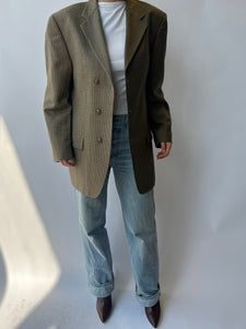 Speckered brown silk and wool contrasted blazer