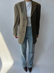Speckered brown silk and wool contrasted blazer