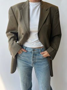 Speckered brown silk and wool contrasted blazer