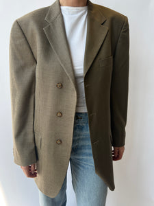 Speckered brown silk and wool contrasted blazer