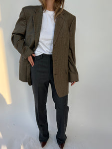 Warm plaid tones contrasted blazer