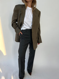 Warm plaid tones contrasted blazer