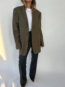 Warm plaid tones contrasted blazer