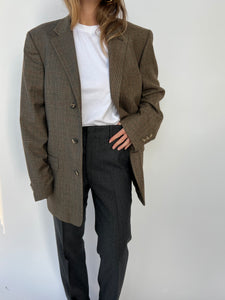 Warm plaid tones contrasted blazer