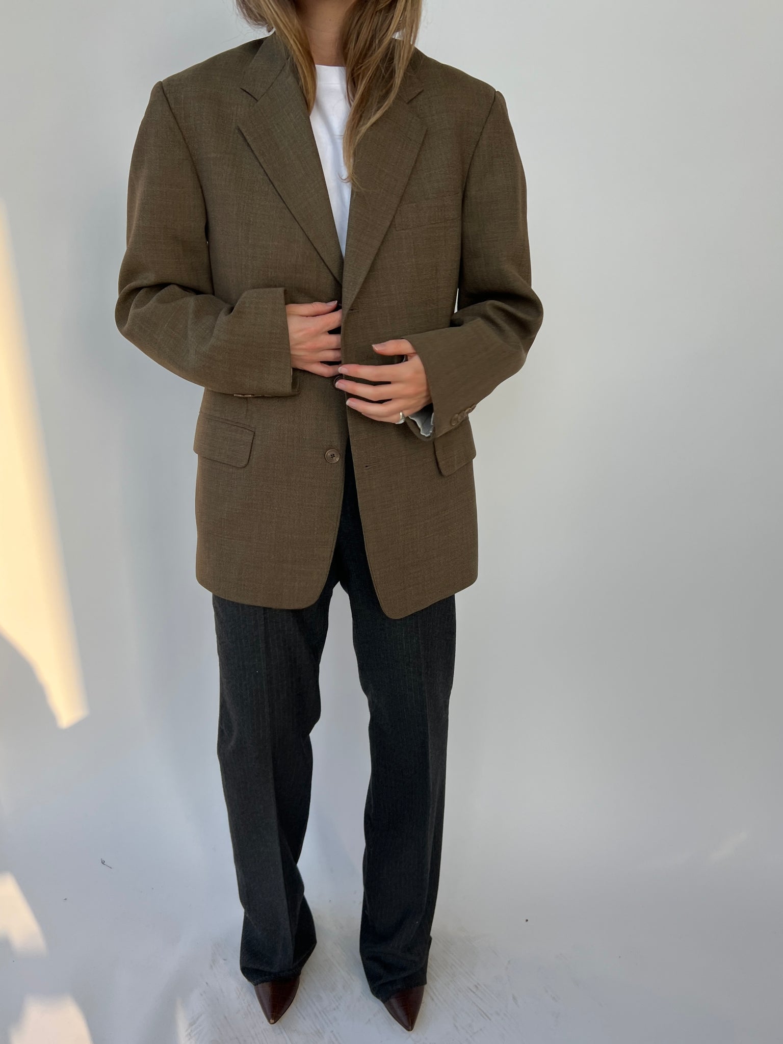 Brown Button Back Blazer