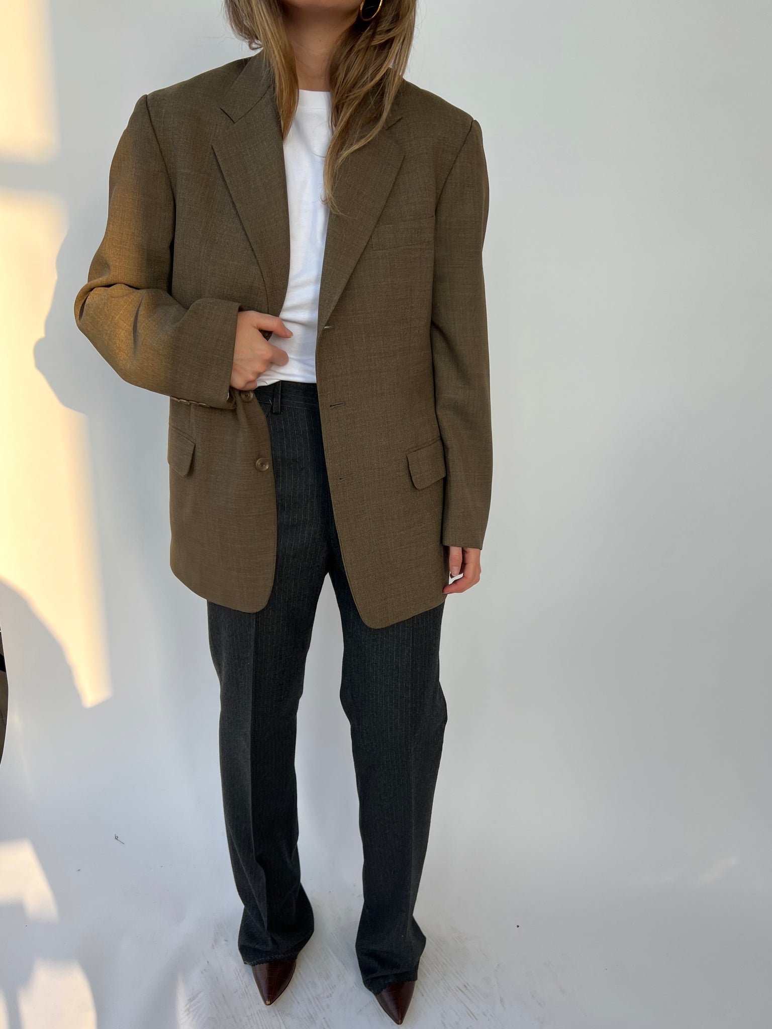 Brown Button Back Blazer