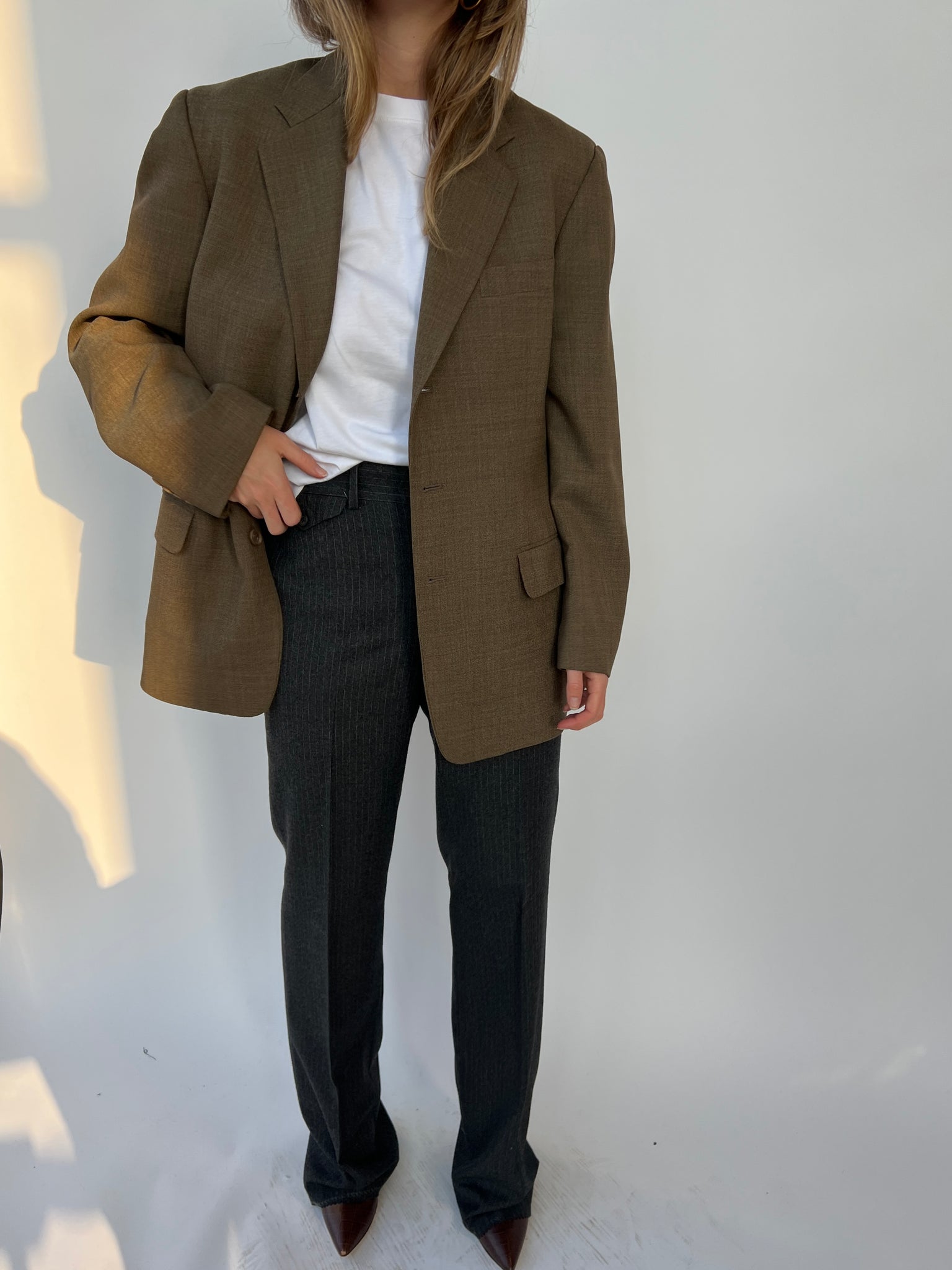 Brown Button Back Blazer