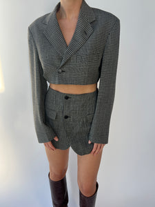 Black and grey textured skirt set