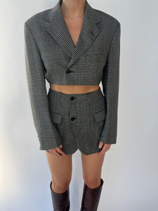 Black and grey textured skirt set
