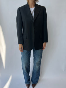 Grey thick wool Button Back Blazer