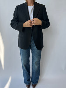 Grey thick wool Button Back Blazer