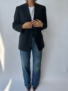 Grey thick wool Button Back Blazer