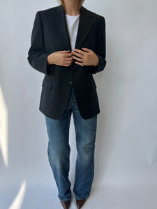 Grey thick wool Button Back Blazer