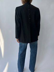 Grey thick wool Button Back Blazer