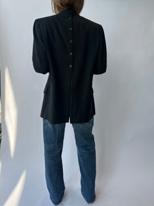 Grey thick wool Button Back Blazer