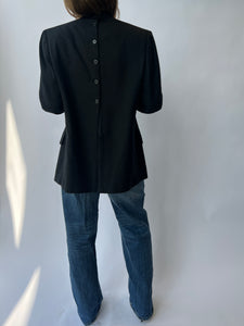 Grey thick wool Button Back Blazer