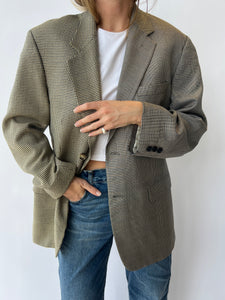 Checkered and houndstooth contrasted blazer