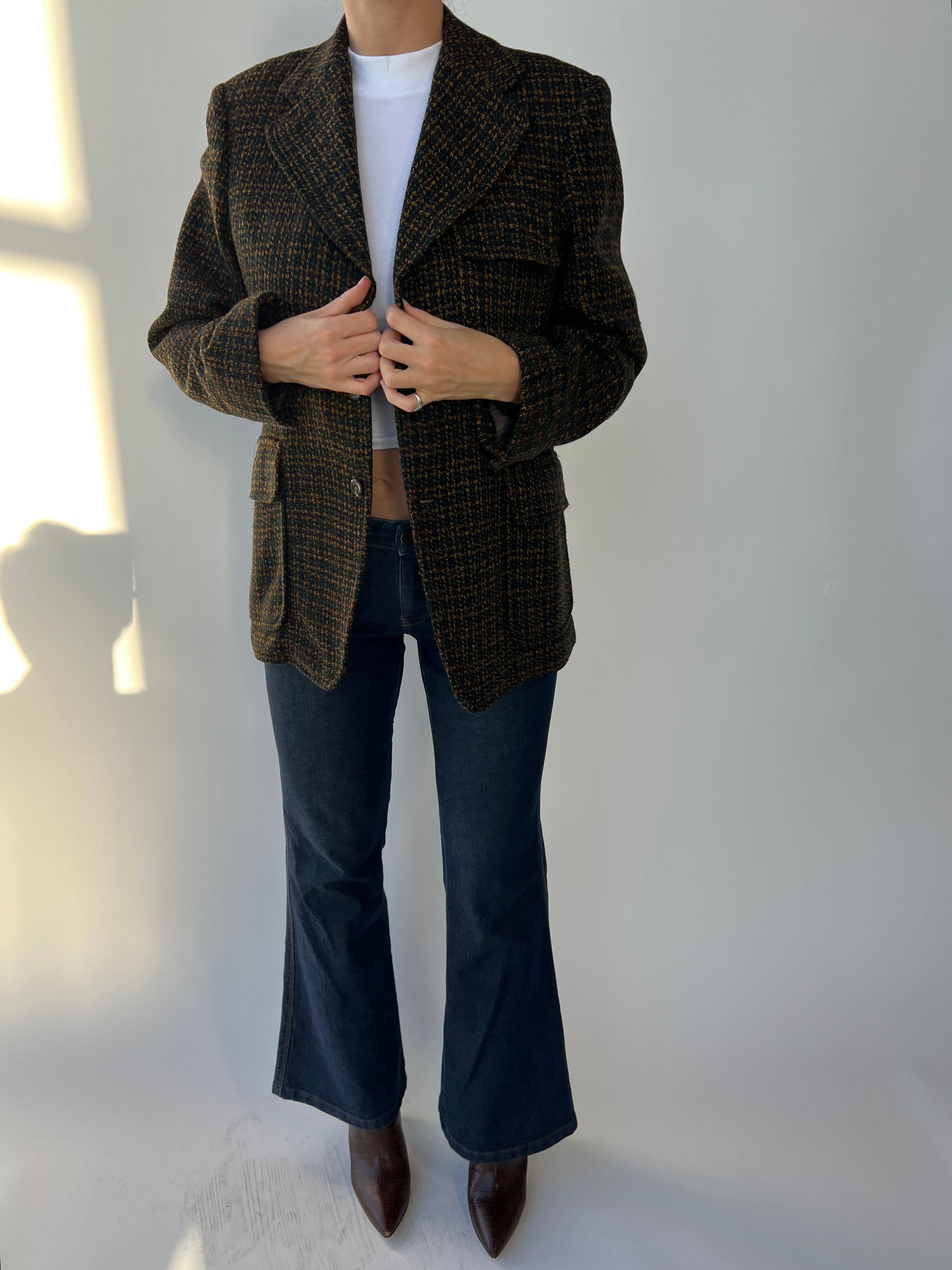 70's black, orange and green vintage blazer