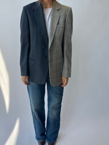 Grey and plaid contrasted Blazer