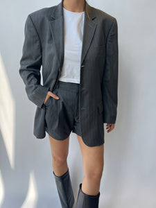 Grey blazer shorts set