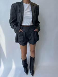 Grey blazer shorts set