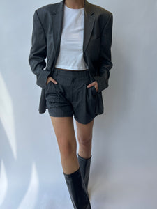 Grey blazer shorts set