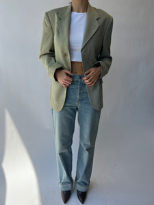 Pastel green & blue contrasted blazer