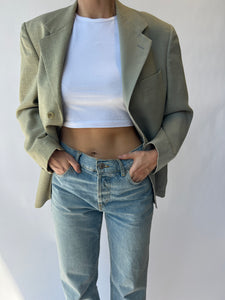 Pastel green & blue contrasted blazer