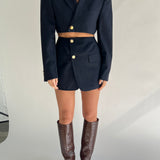 Beautiful dark blue set with gold buttons