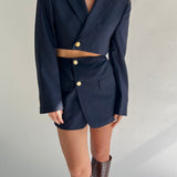 Beautiful dark blue set with gold buttons