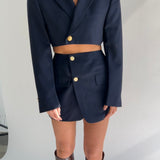 Beautiful dark blue set with gold buttons