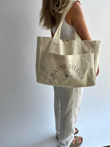 Havre Studio Tote in chocolate brown with 5 pockets/spaces