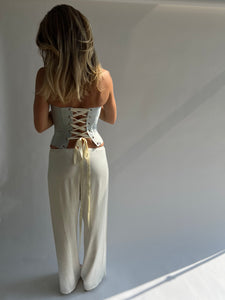 Silk corset in ice blue