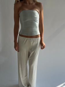 Silk corset in ice blue