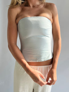 Silk corset in ice blue