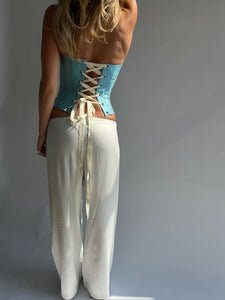 Silk corset in sky blue