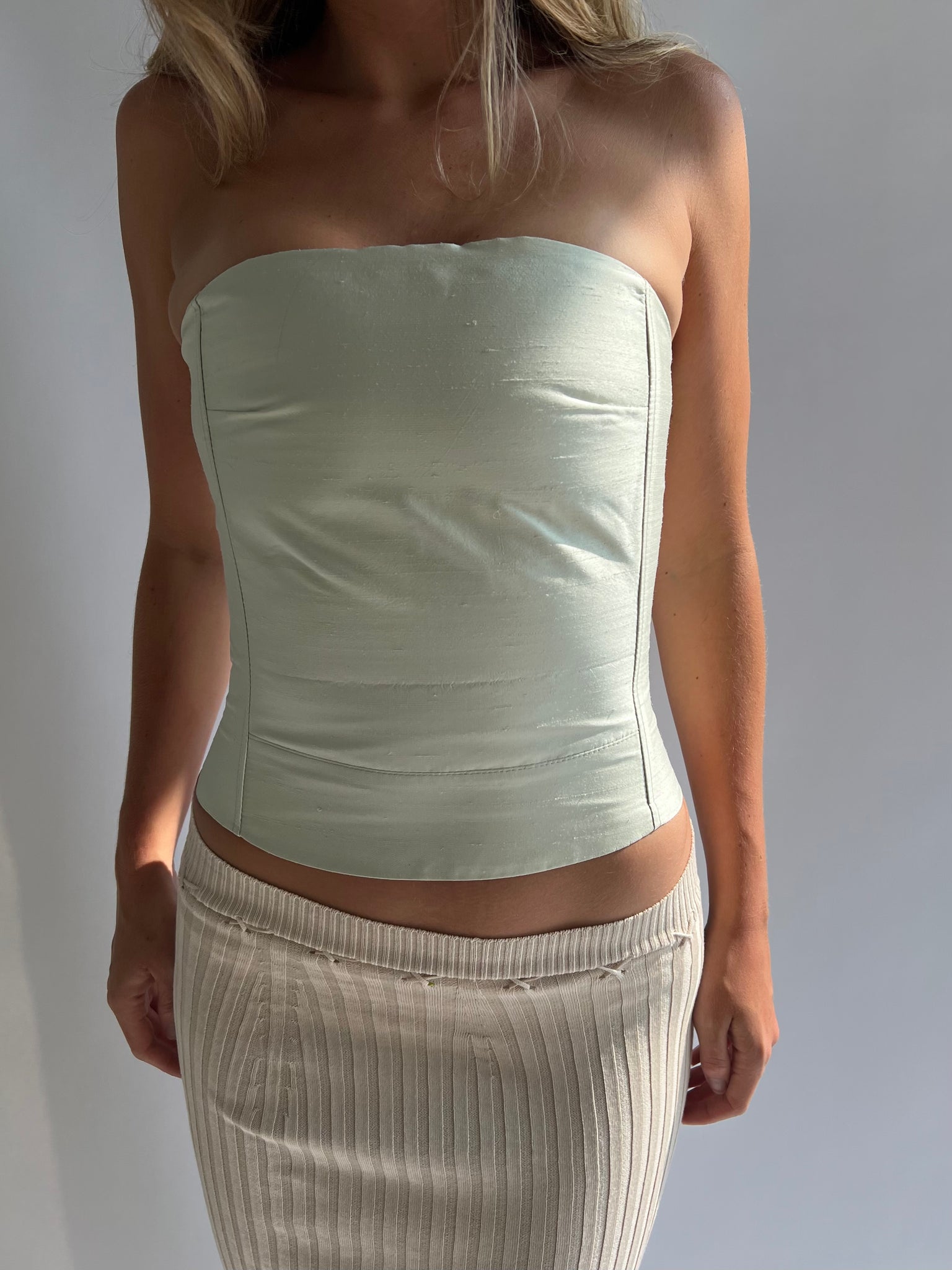 Silk corset in mint