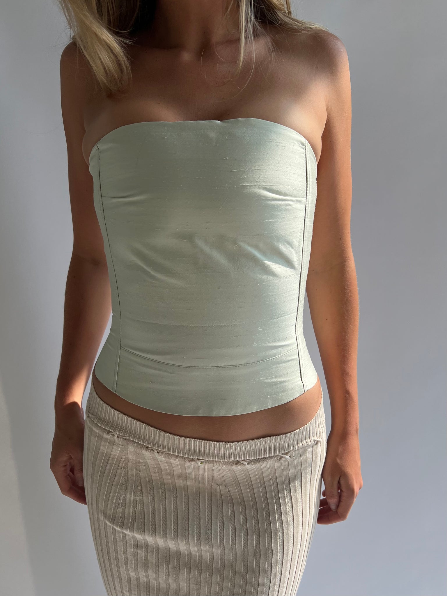 Silk corset in mint